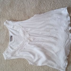 Sleeveless rib knit cotton tshirt